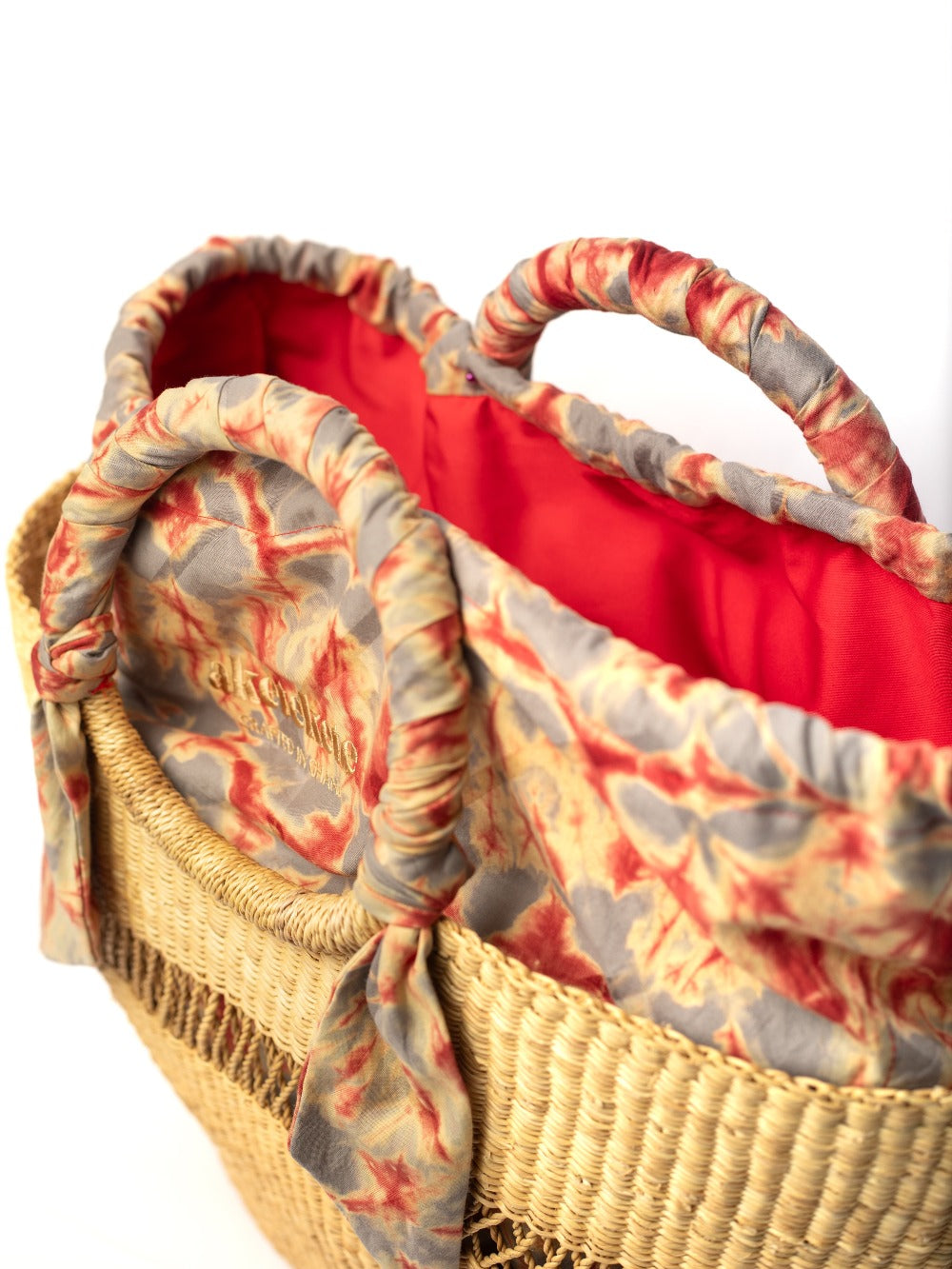 Butterfly Bag Medium - Natural w/ Light Grey and Red Lining