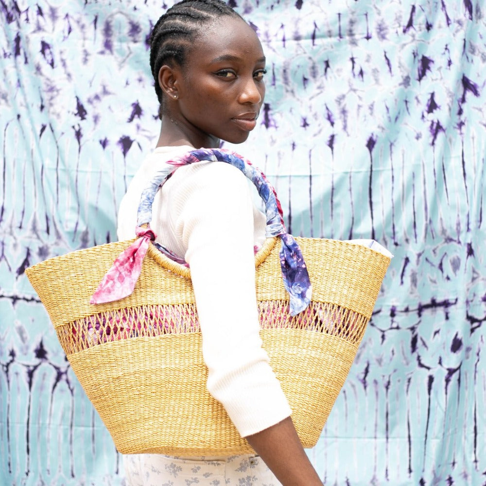 Butterfly Bag Medium - Natural w/ Light Grey and Red Lining