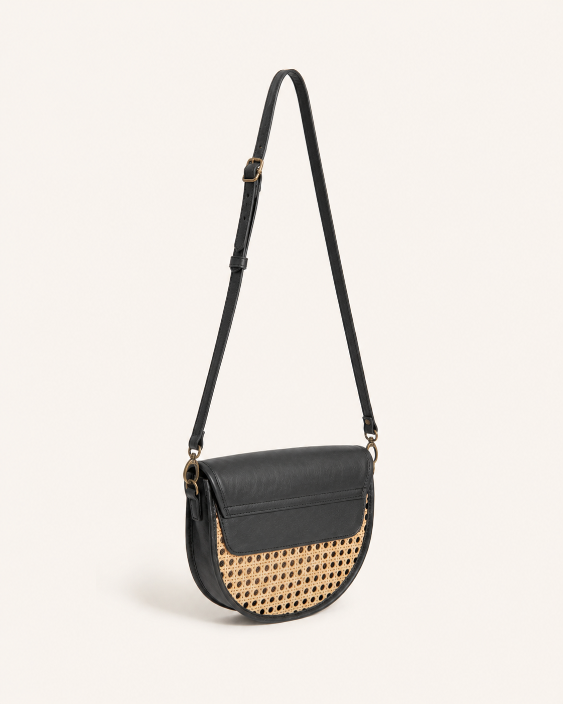 Raja Leather and Cane Crossbody
