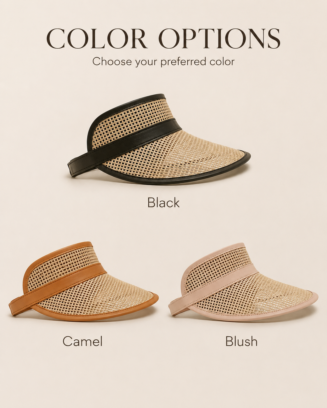 Sumi Leather and Cane Rattan Visor
