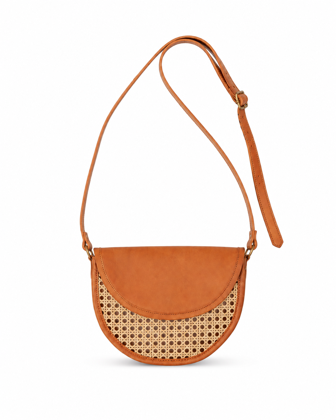 Raja Leather and Cane Crossbody