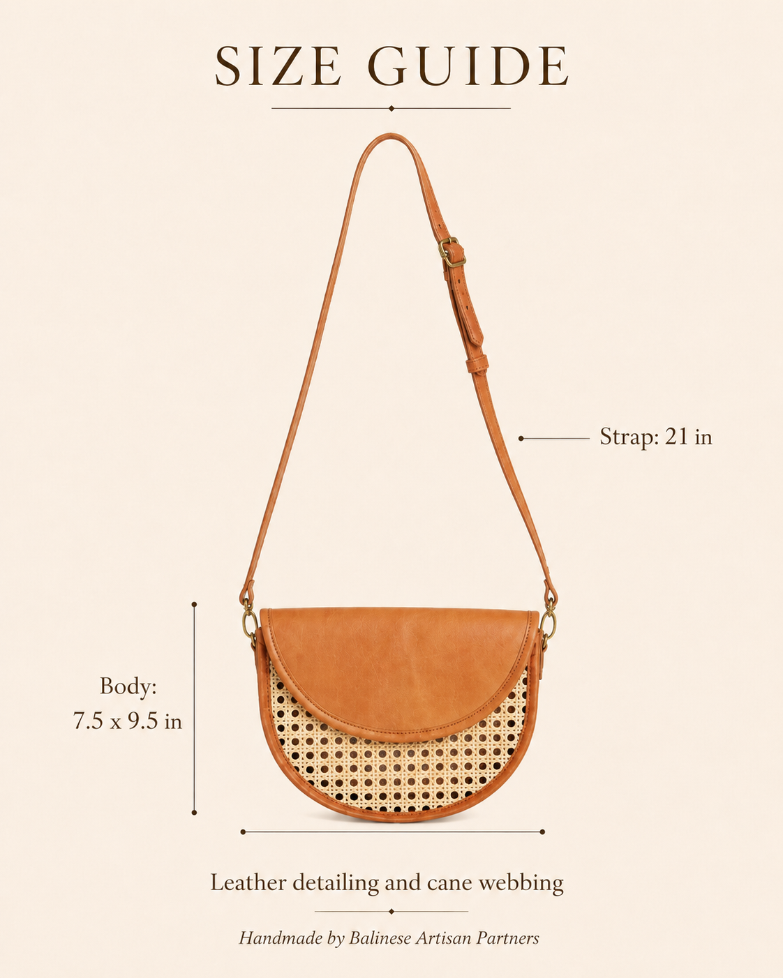 Raja Leather and Cane Crossbody