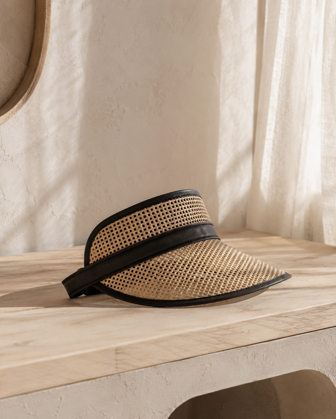 Sumi Leather and Cane Rattan Visor