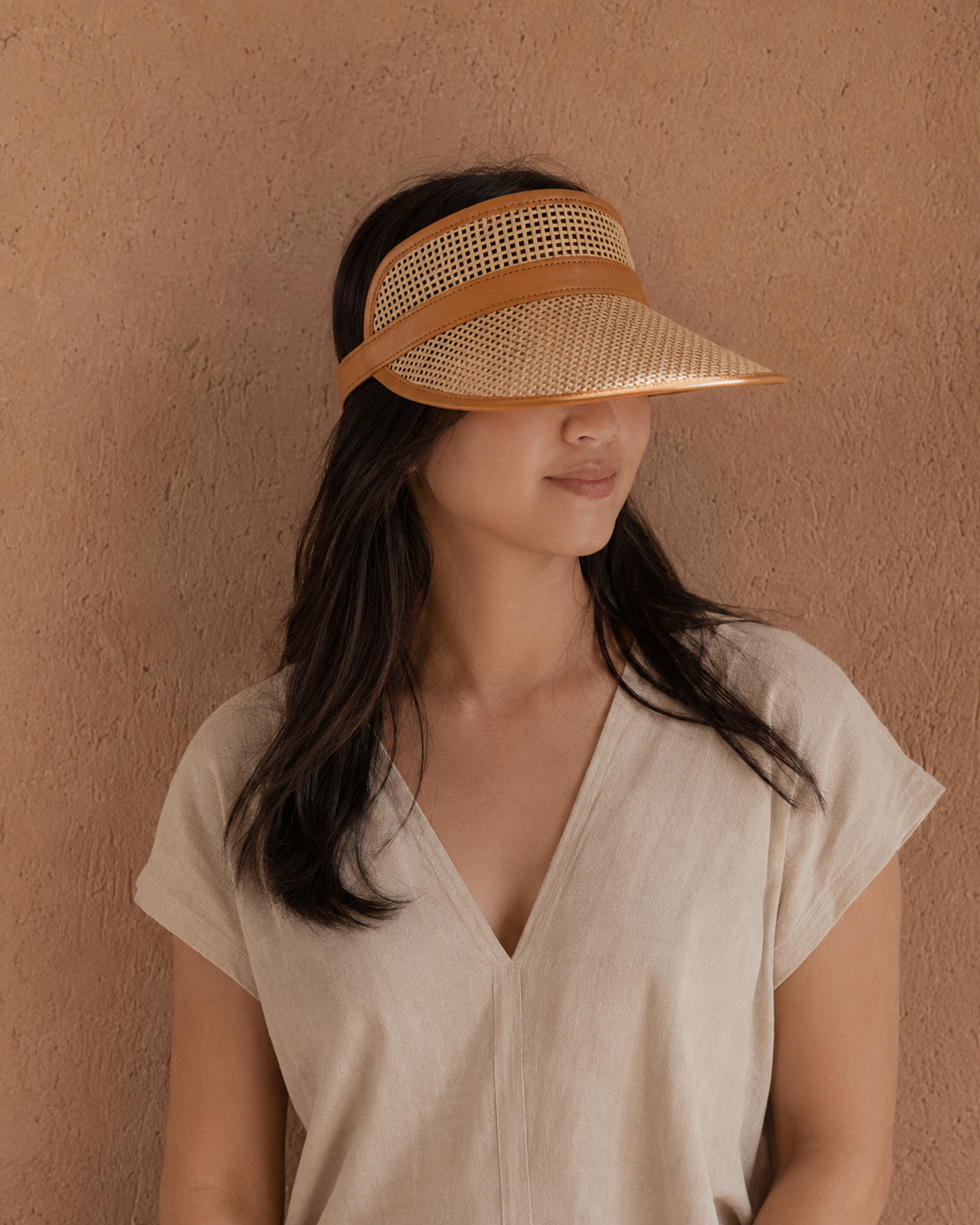Sumi Leather and Cane Rattan Visor