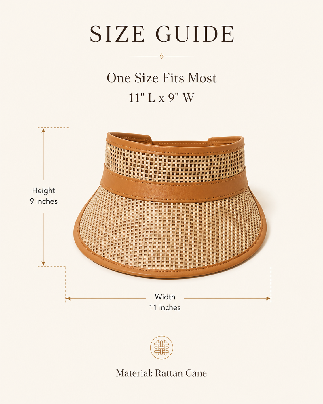 Sumi Leather and Cane Rattan Visor