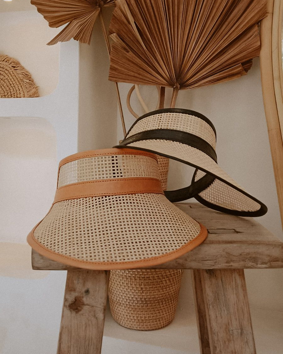 Sumi Leather and Cane Rattan Visor
