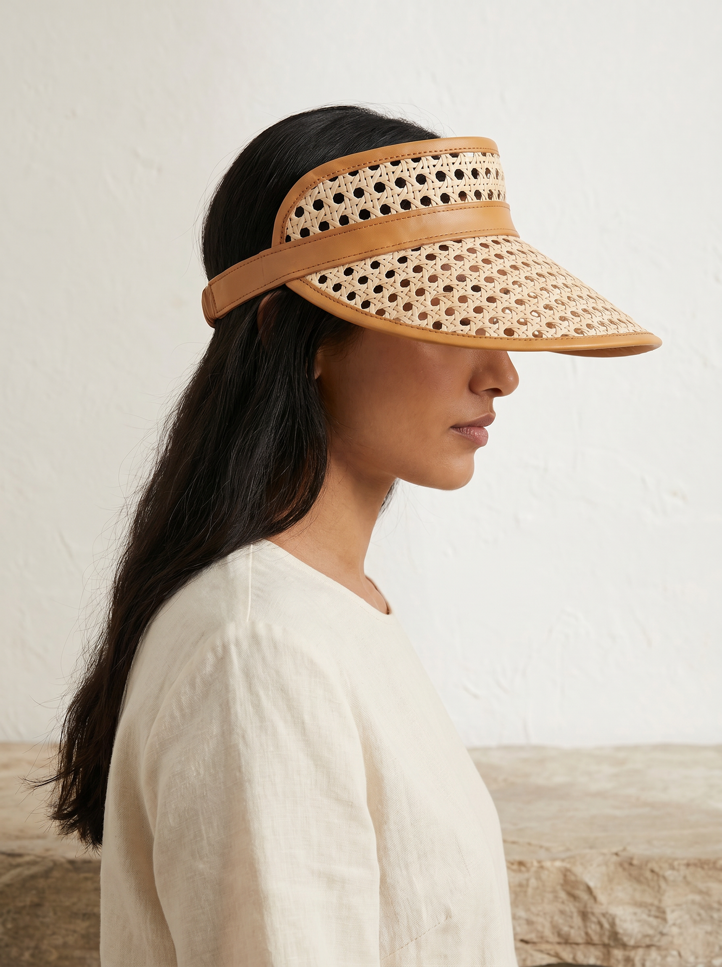 Sumi Leather and Cane Rattan Visor