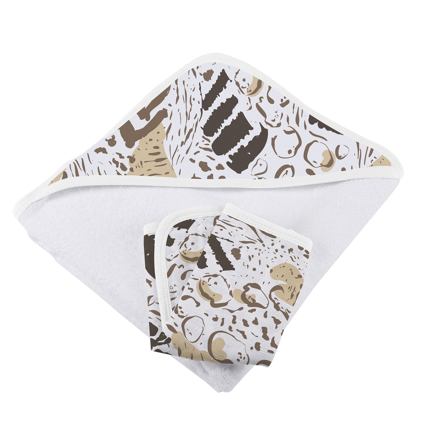 Animal Print Bamboo Hooded Towel and Washcloth Set