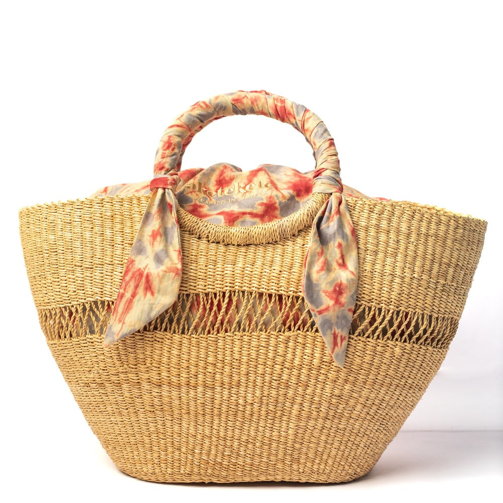 Butterfly Bag Medium - Natural w/ Light Grey and Red Lining