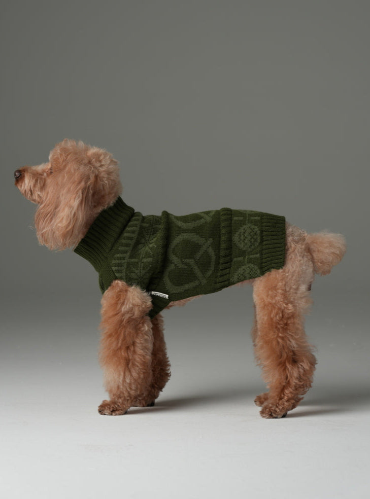 Pretzel Pet Sweater - Olive Green