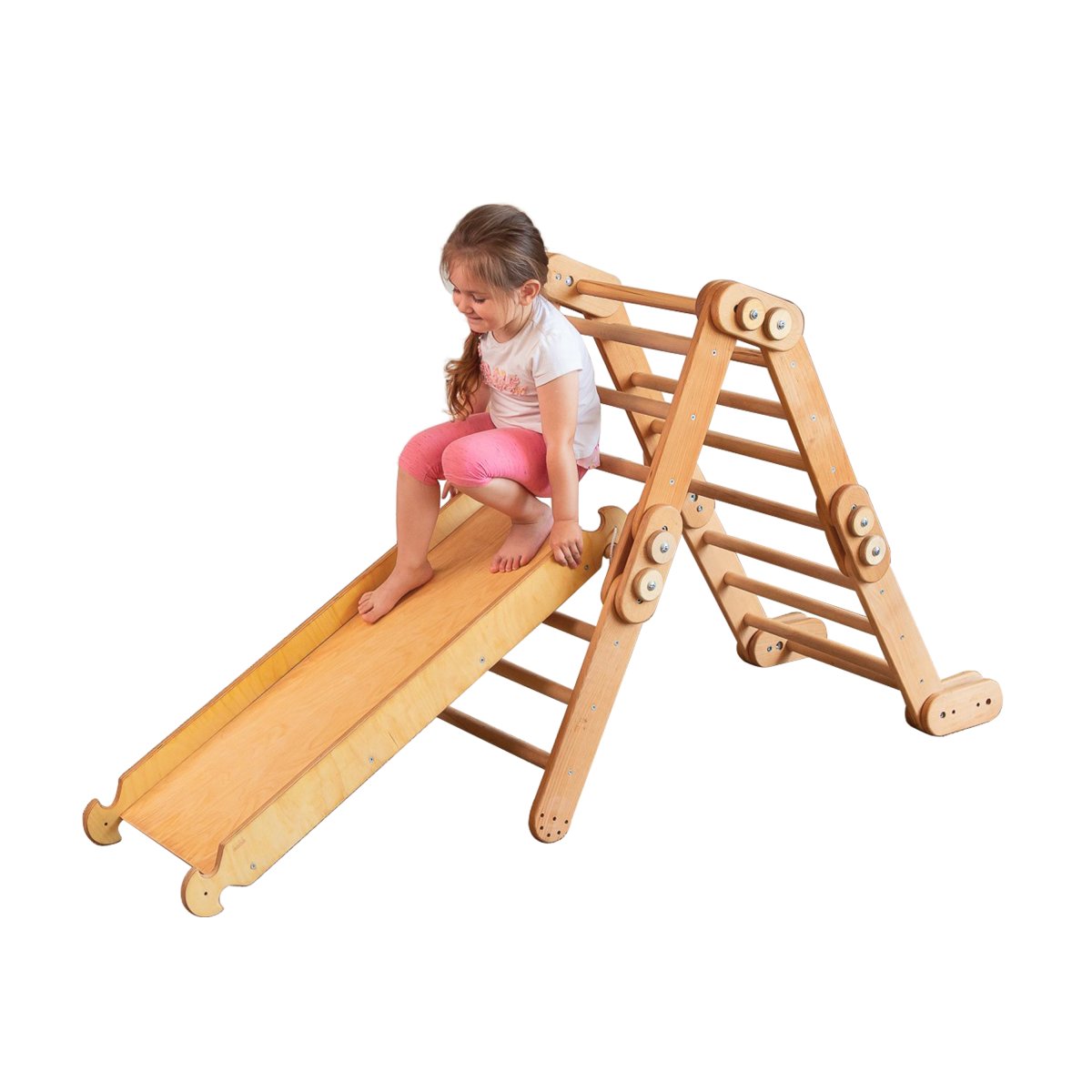 2in1 Montessori Climbing Set: Snake Ladder + Slide Board/Climbing Ramp – Beige