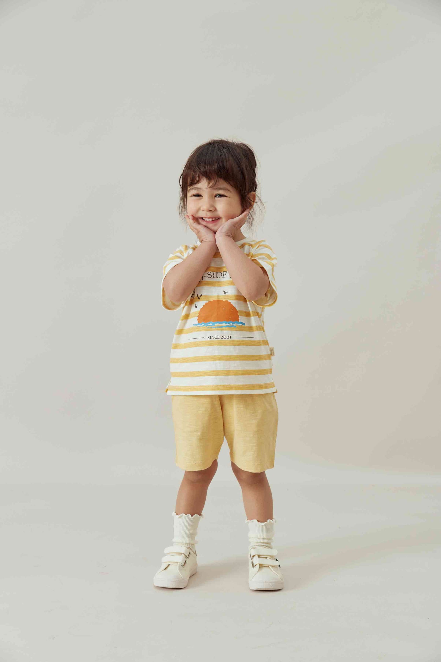 Toddler Organic Graphic T-shirt-Cream/Sun