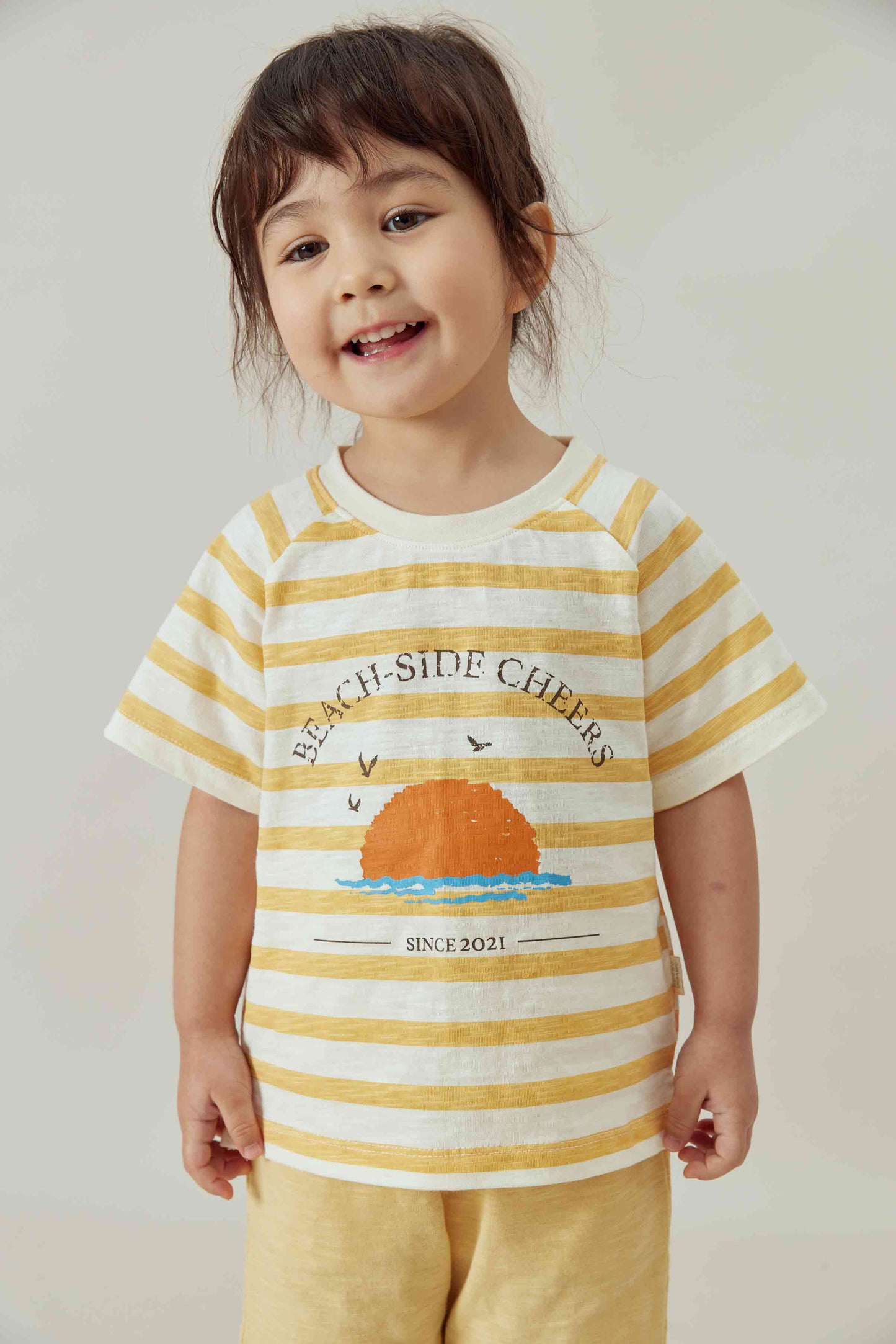 Toddler Organic Graphic T-shirt-Cream/Sun